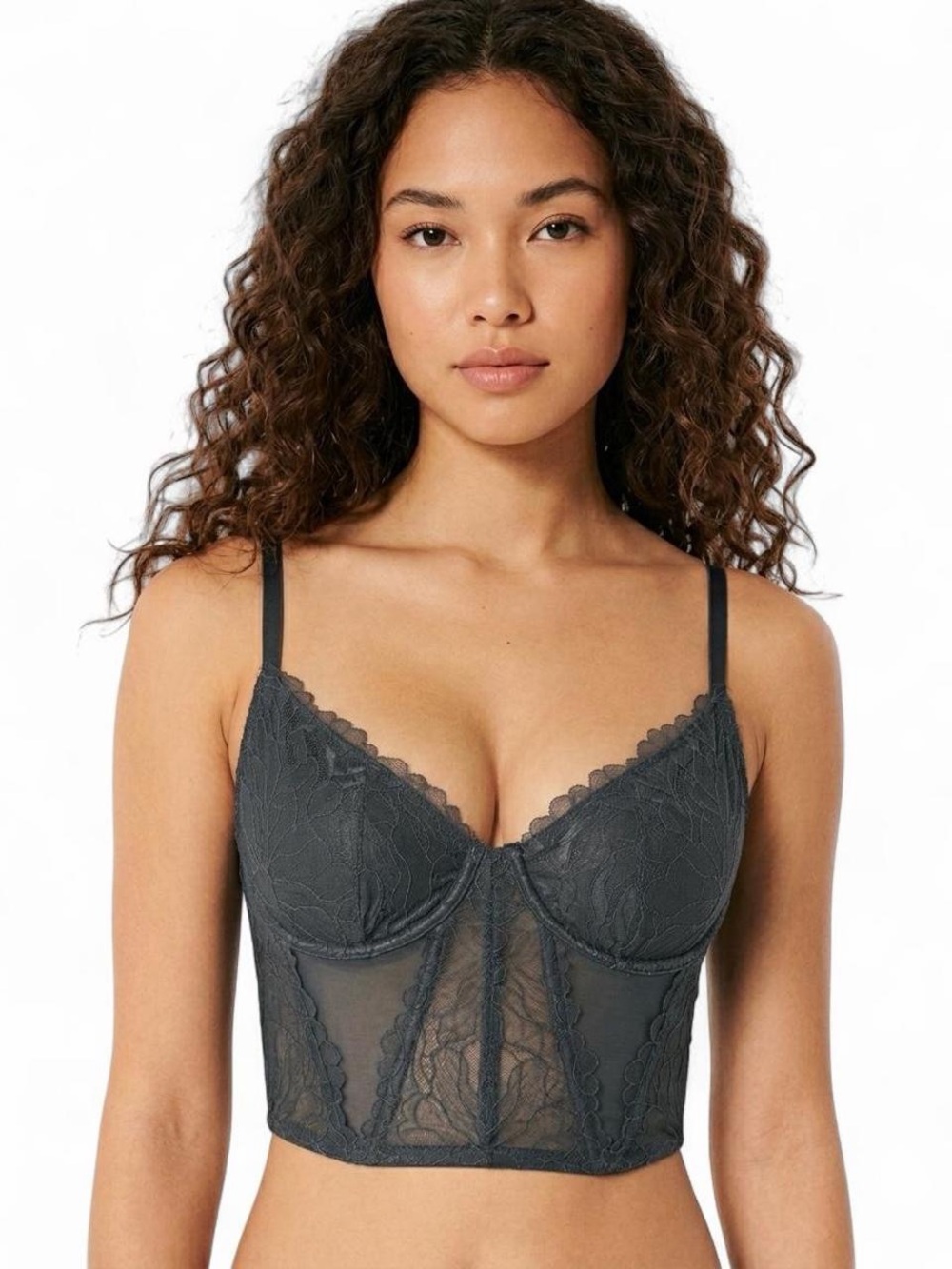 Gilly Hicks by Abercrombie Black Lace Corset Bustier Top Size S Y2K